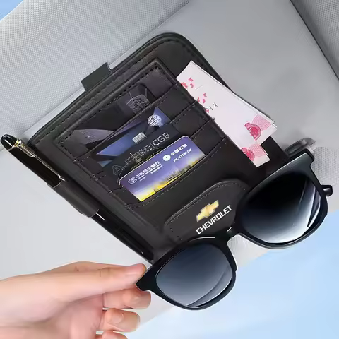 Car Leather Sun Visor Storage Bag Sunglasses Ticket Card Clip Accessorie For Chevrolet Spark Captiva