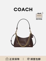 COACH Juliet 25半月包斜孖袋楓樹棕色光滑皮革復古輕奢[平行進口]