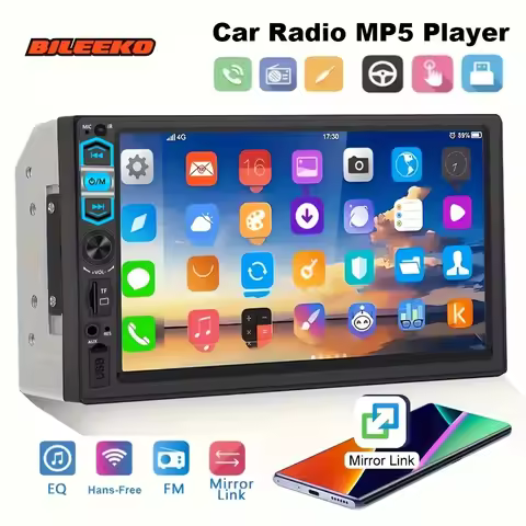 Bileeko Car Multimedia Player Radio FM Player USB Mirror Link Navigation Video Stereo Player AUX Inp