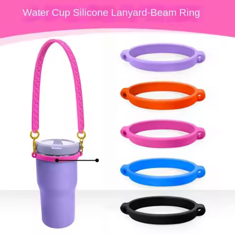 2x Bottle Sleeve Silicone Drawstring Ring Portable Water Cup Handle Strap Silicone Ring Strap DIY fo