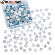 1box Glass Cabochons Mosaic Tiles for Home Decoration or Crafts Square Sier 10x10x3.5-3.8mm 200g/box