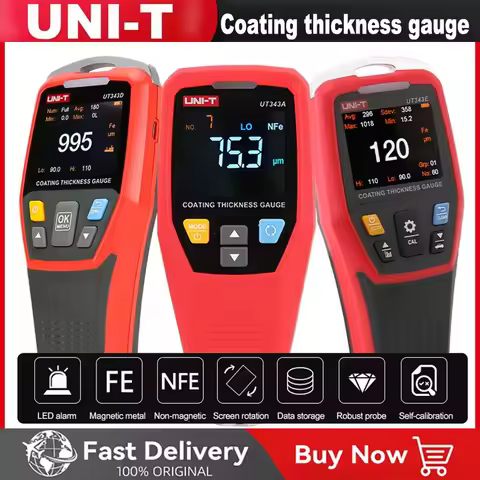 UNIT UT343D UT343E UT343A Digital Coating Gauge Meter Cars Paint Thickness Teste Metal Detector FE/N