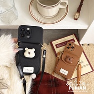 3D Bear Wallet Phone Case For Samsung Galaxy A17 M17 F17 M16 F16 F15 M15 M14 F12 M10S F06 M06 M05 F0