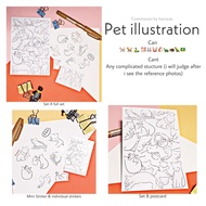 [ CUSTOM Illustration ] Pet Illustration Commision -commission, art print, stickers-
