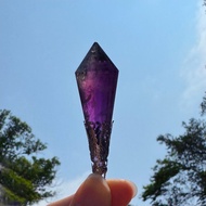 NO.90 高紫度 彩虹光 紫黃晶 上帝指紋 雙色水晶 靈擺 項鍊 吊墜