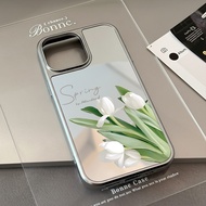 case for iphone xr 11 12 13 14 15 16 pro max plus air back cover white tulip green leaves pattern mi