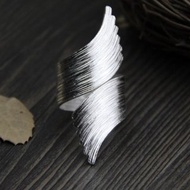 Real S999 Fine Silver Women Exaggerated Wings Design Open Rings Handmade Brushed
