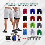 2in1 SPORTS SHORTS FOR MEN FUTSAL JOGGING RUNNING FOOTBALL FITNESS GYM BIKE BADMINTON