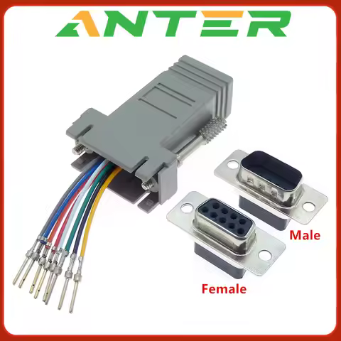 1PCS DB9 Female/Male DB9 To RJ45 Adapter Connector Rs232 Modular Cab-9as-fdte To Rj45 Db9 for Comput