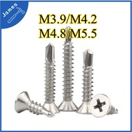 304 Stainless Steel Heavy Duty Self Drilling Flat Skru M3.9/M4.2/M4.8/M5.5 Besi Mata Drill Skru Plas