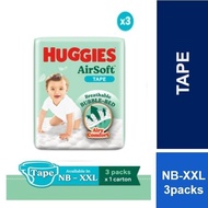 HUGGIES AirSoft Tape NB68/ S58/ M52/ L44/ XL38/ XXL32 (3 Packs)