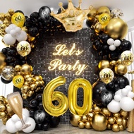 83pcs 50th 60th Birthday Party Theme White Black Golden Balloons Garland Arch Kit with Crown Foil Ba
