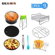 9Pcs Air Fryer Accessories Stainless Steel Cooking Steaming Rack Air Fryer Steaming Rack Electric Fryer Parts 7Inch Kitchen Tool