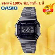 (ของแท้ 100%) นาฬิกา Casioคาสิโอ Digital นาฬิกาข้อมือผู้ชาย/ผู้หญิง สายสแตนเลส รุ่น A168WGG-1B ของแท้ ประกัน
