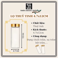Lọ thuỷ tinh nắp vàng 4.7x12cm đựng trầm