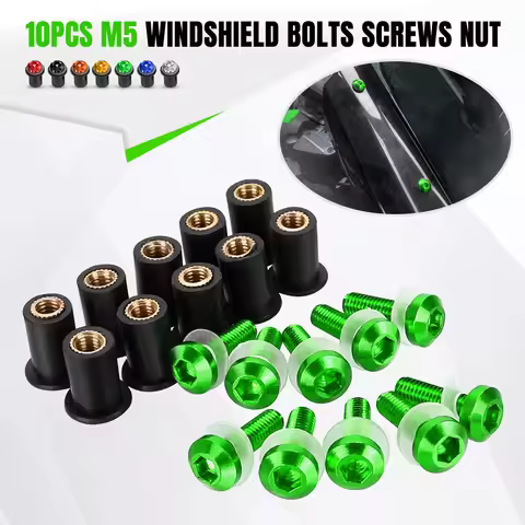 For KAWASAKI Ninja 250 300 650 H2R 250R ZX6R ER6N ZX14R 10PCS M5 Motorcycle Windshield Windscreen De