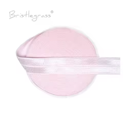 BRISTLEGRASS 5 Yard 5/8" 15mm Powder Pink Solid FOE Fold Over Elastics Spandex Satin Band Hair Tie H