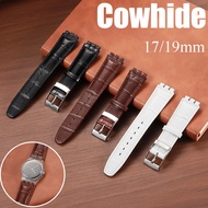 17mm 19mm Genuine Leather Watch Strap for Swatch Irony New Chrono Skin Irony 42mm Soft Cowhide Bambo