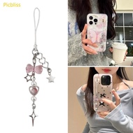 Picbliss Fashion Bowknot Phone Accessory Trend Phone Charm for Women Girls Beaded Keychain Bag Purse
