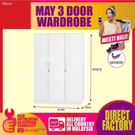 ☜✾May 3 Door Wardrobe / Swing Door Cabinet / Cloth Storage Cabinet / Almari Kayu / Almari Baju H1815mm x W1200mm x D470m