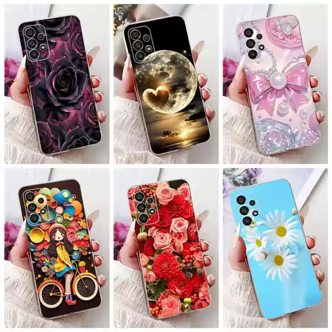 Case For Samsung Galaxy A23 A33 A53 A73 5G Cover Popular Flower Bowknot Soft Silicone Phone Case For
