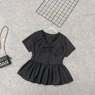Set Bộ Bigsize Nữ Áo Kiểu Baby Doll Ngắn Tay Kèm Chân Váy Kaki Dáng A Lưng Cao Trẻ Trung - SET(A315+