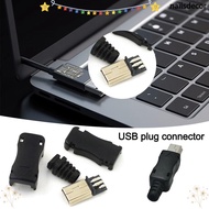 NAILSDECOR Mini USB Male Connector, Mini USB Jack 4 In 1 Assemble USB 2.0 Jack, Micro Male USB Plug 