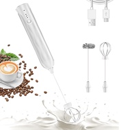 Handheld Milk Frother for Egg, Rechargeable Electric Whisk with 2 Heads 3 Speeds Drink Mixer Foam Maker For Latte, Cappuccino, Hot Chocolate, Coffee