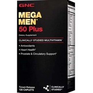 美國GNC MEGA MEN* 50 Plus男士男性50歲+以上中老年綜合復合多種維生素120粒 （2024年7月到期）