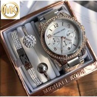 實拍 Michael Kors MK手錶手環三件套裝女士手錶時尚三眼復古鑲鑽女錶MK5459 附送調表器
