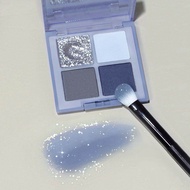 Phấn Mắt Màu Xanh Mờ Mới Ins Blue Four Color Eyeshadow Palette Cold Fairy Atmosphere Color Collision
