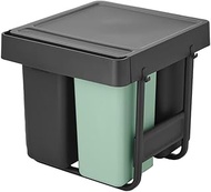 Brabantia Sort & Go Pull Out Trash Can | 4 + 4 + 5.3 Gal Built-in Under Kitchen Sink Cabinet Garbage