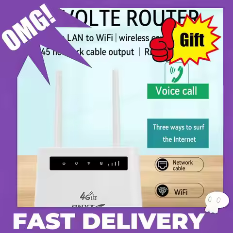 （EU Plug）Wireless 4G LTE WiFi Router with SIM Card Slot RJ11 Voice Call Support Unlocked 4G Modem fo
