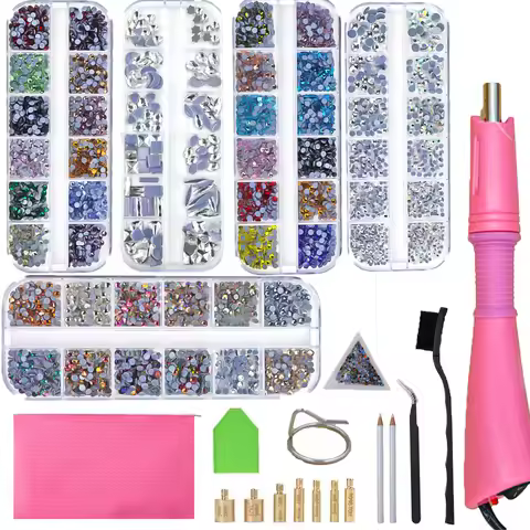 AAAA 4008-6016Pcs Hot Fix Rhinestones Set Crystal Glass Hotfix Rhinestone Applicator Iron-on Strass 