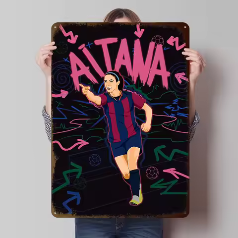 Aitana Bonmati Football Art Printed Poster Customized Wall Art Retro Vintage Metal Tin Signs for Roo