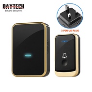 Daytech Wireless Doorbell 1 Receiver 1 Button Door Bell for Home 300m Range IP44 Waterproof Doorbell