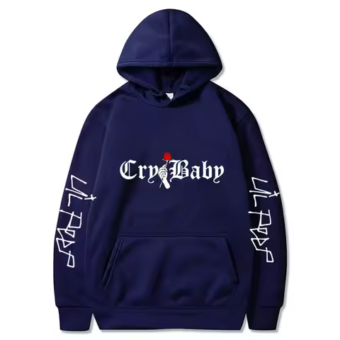 Men's Lil Peep Hoodie – Emo Rap Fan Pullover with "Lil Peep" Sleeve Text – Cozy Unisex Streetwear fo