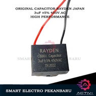 ORIGINAL 3uF 450VAC RAYDEN JAPAN CBB61 – FAN CAPACITOR 3uF 450V 3 UF 450VOLT 450 VOLT 450V.AC 450 VA