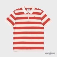 GALLOP : Striped Zip Neck Polo Shirt เสื้อโปโลคอซิปลายริ้ว รุ่น GP9071 สี Orange/Cream / ราคาปรกติ 1