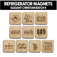 2 X 2 REFRIGERATOR MAGNET ELEGANT CHRISTIAN BATCH 4 DESIGN BIBLE VERSE WOOD ENGRAVED MINIMALIST