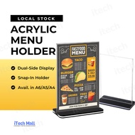 Acrylic Stand Menu Board Display Table Menu Holder Paper Stand QR Code A4 A5 A6 Papan Menu
