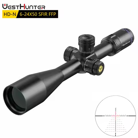 WestHunter HD-N 6-24X50 SFIR FFP ZERO STOP Scope First Focal Plane Hunting Optical Riflescope With I