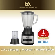 Elba 6 Speed + Pulse 1.5L Glass Jug Blender EBG-K1556G(BK) / EBGK1556GBK