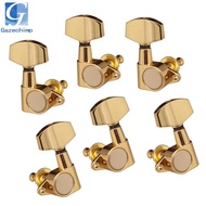 [Gazechimp] Metal 3L3R Tuning Pegs Button Key Tuner for Acoustic Folk Guitar Replacement handle 3R3L