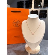 Hermès Lu Jin European American Boutique Hermes Pink Rose Gold Small H Necklace