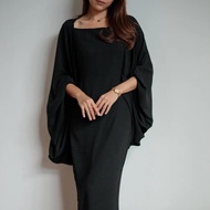 Celeste RARA Midi Slip Queen Dress with Cardigan, kain jenis CEY crepe ironless, baju muslimah