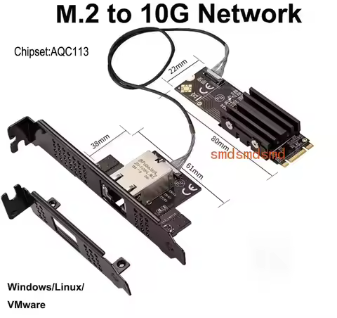 M.2 B+M Single-Port 10GbE Network Card RJ45 Ethernet Network Adapter AQC113 Industrial Control Grade