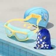 Kids Swim Goggles Set with Silicone Mirror Strap, Storage Bag and Hard Case Set gogal renang kanak-k