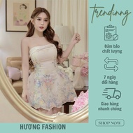 Miss Huong Fashion's strapless floral dress