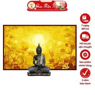 Lotus Altar Lamp with Cranes Printed Horizontal Bamboo Painting TRUTH THIEN BEAUTY, Hanging Painting